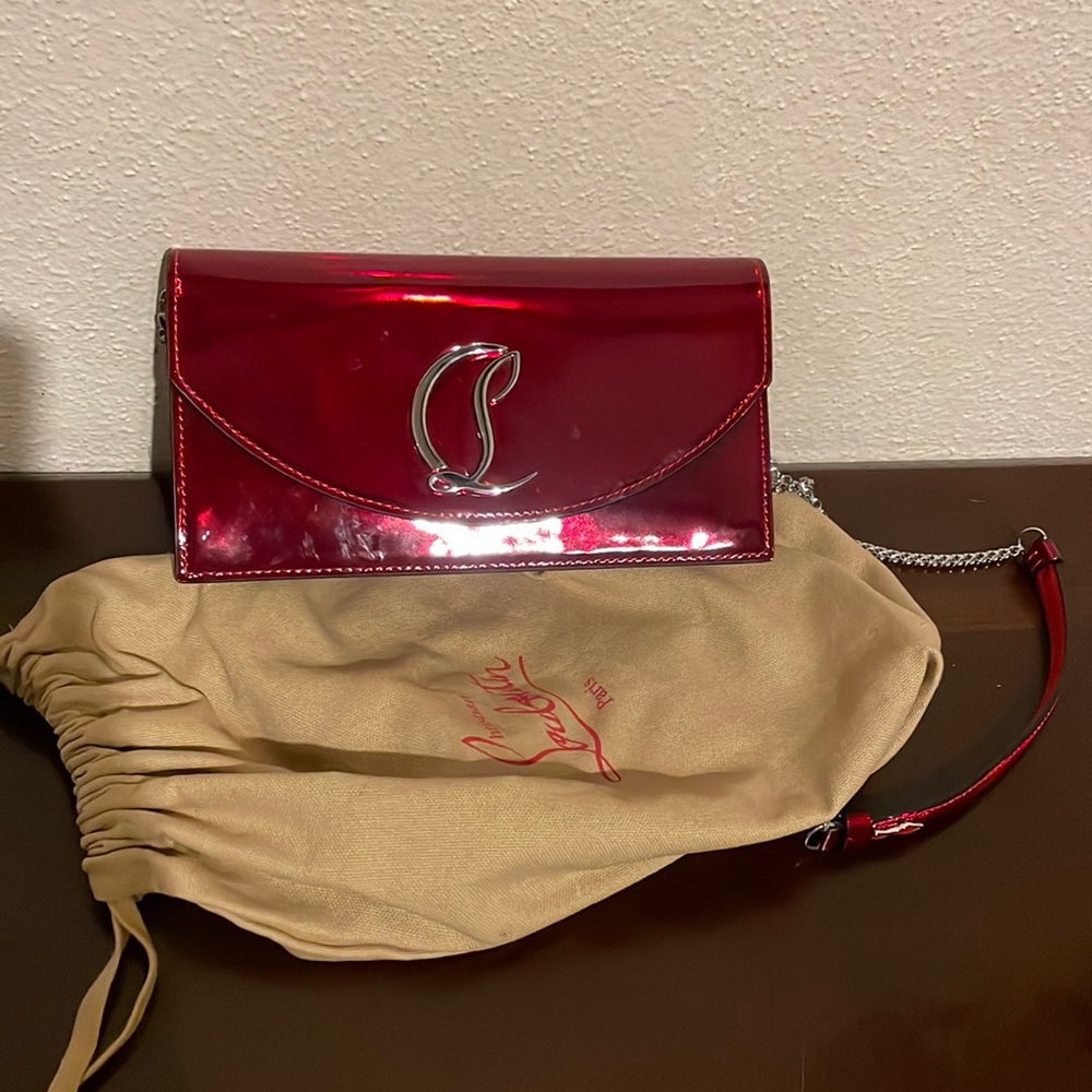 Loubi54 Psychic Patent Leather Clutch-On-Strap